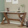 Hanah Home Lungo Escritorio de Estudio Roble Oscuro y Blanco